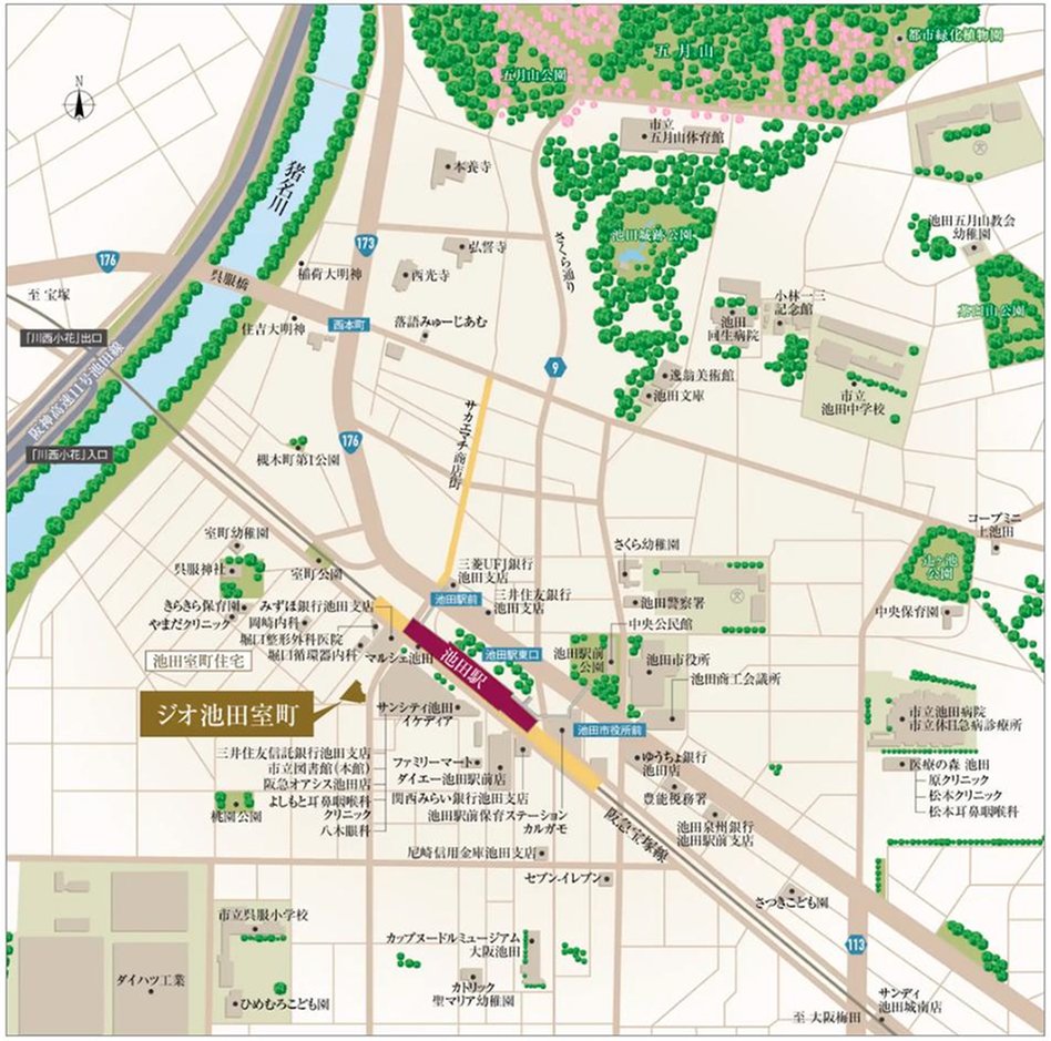 ジオ池田室町の現地案内図