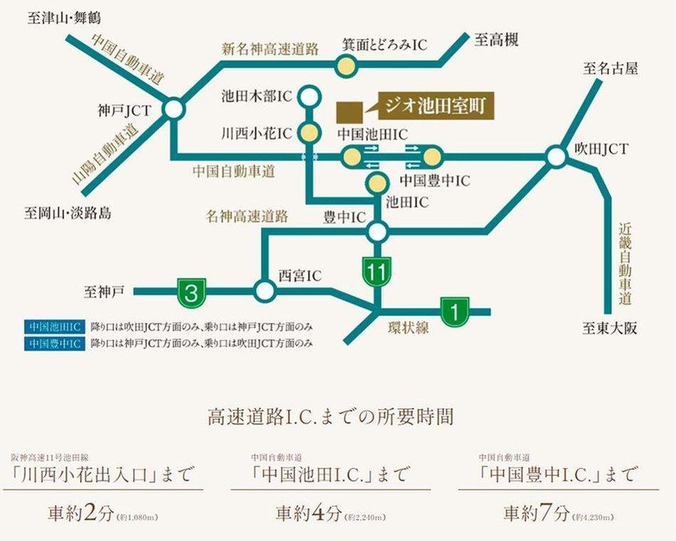 ジオ池田室町の交通アクセス図