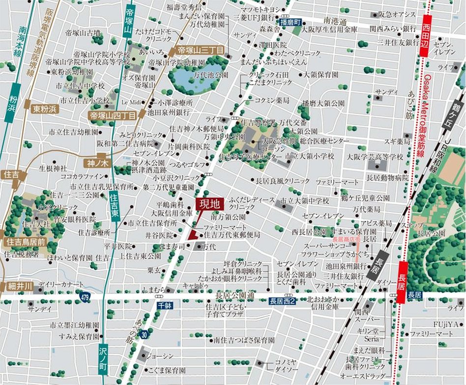 グランアッシュ住吉万代東REVEの現地案内図