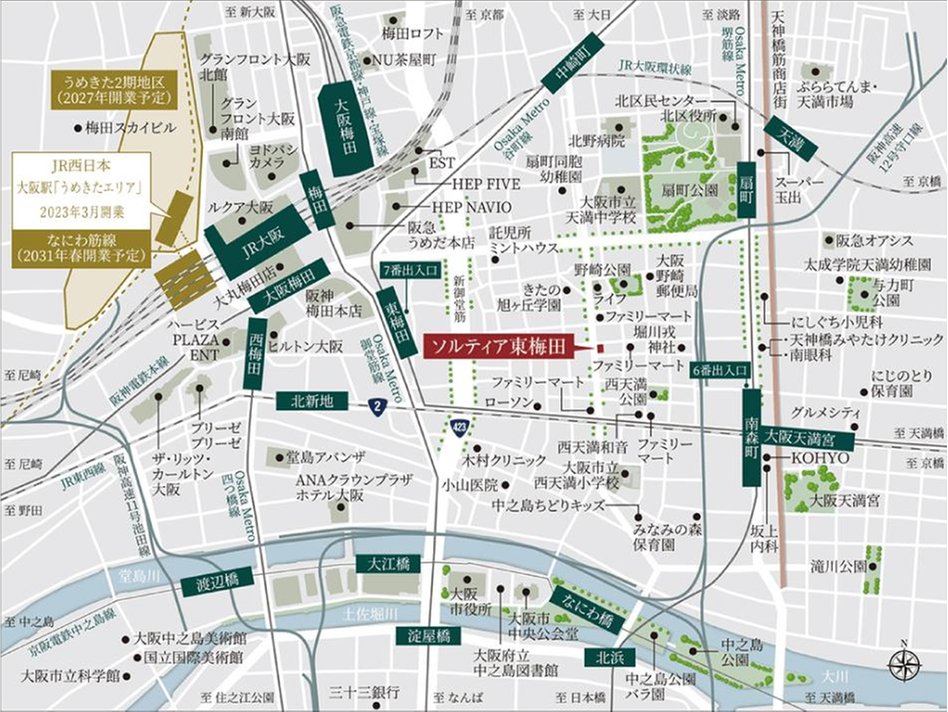 ソルティア東梅田の現地案内図
