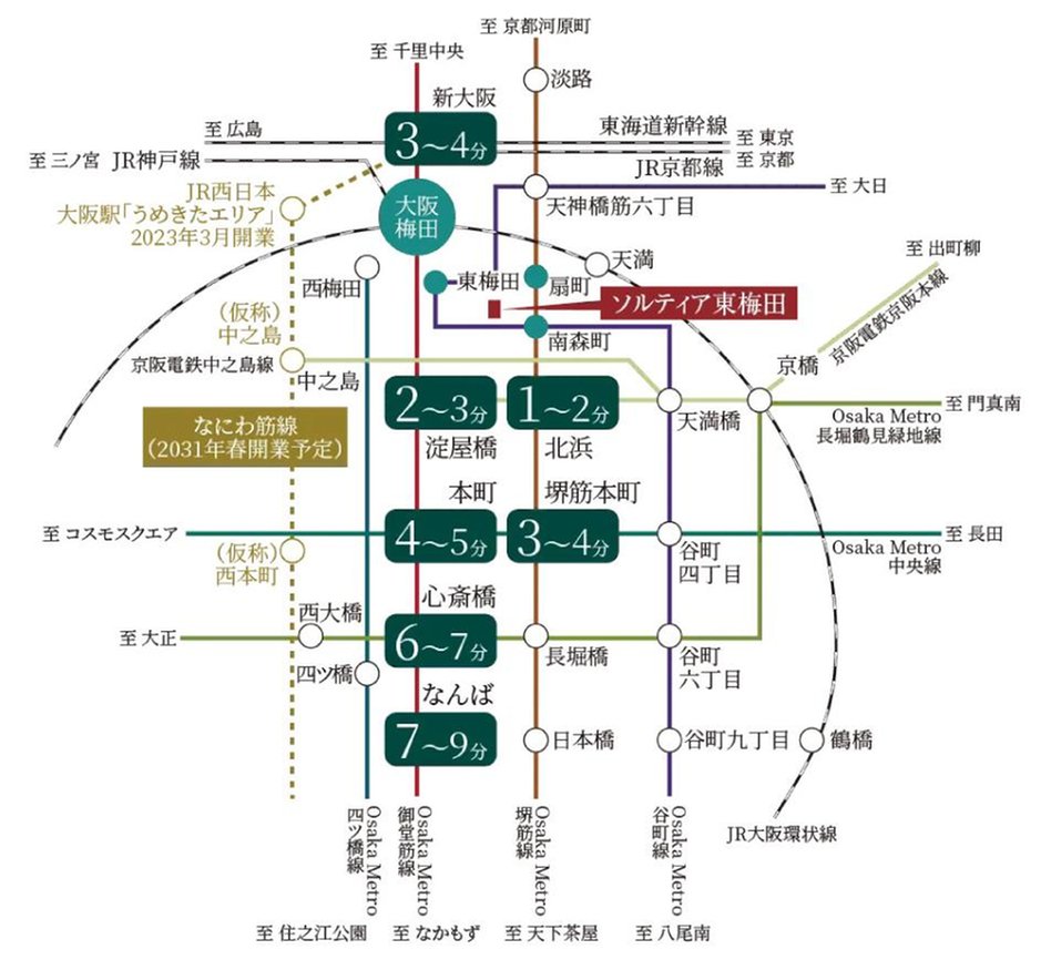 ソルティア東梅田の交通アクセス図