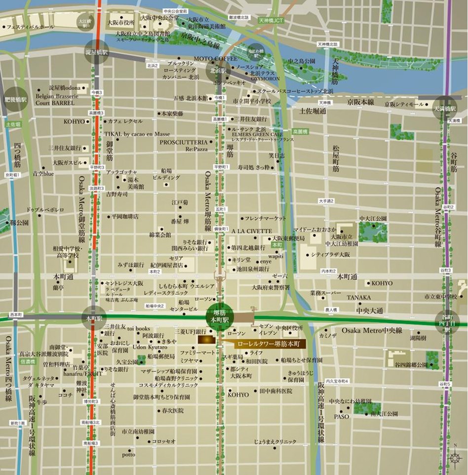 ローレルタワー堺筋本町の現地案内図