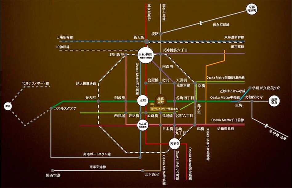 ローレルタワー堺筋本町の交通アクセス図