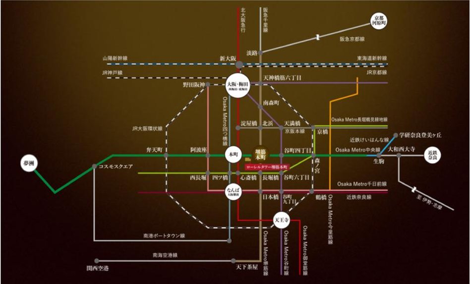ローレルタワー堺筋本町の交通アクセス図