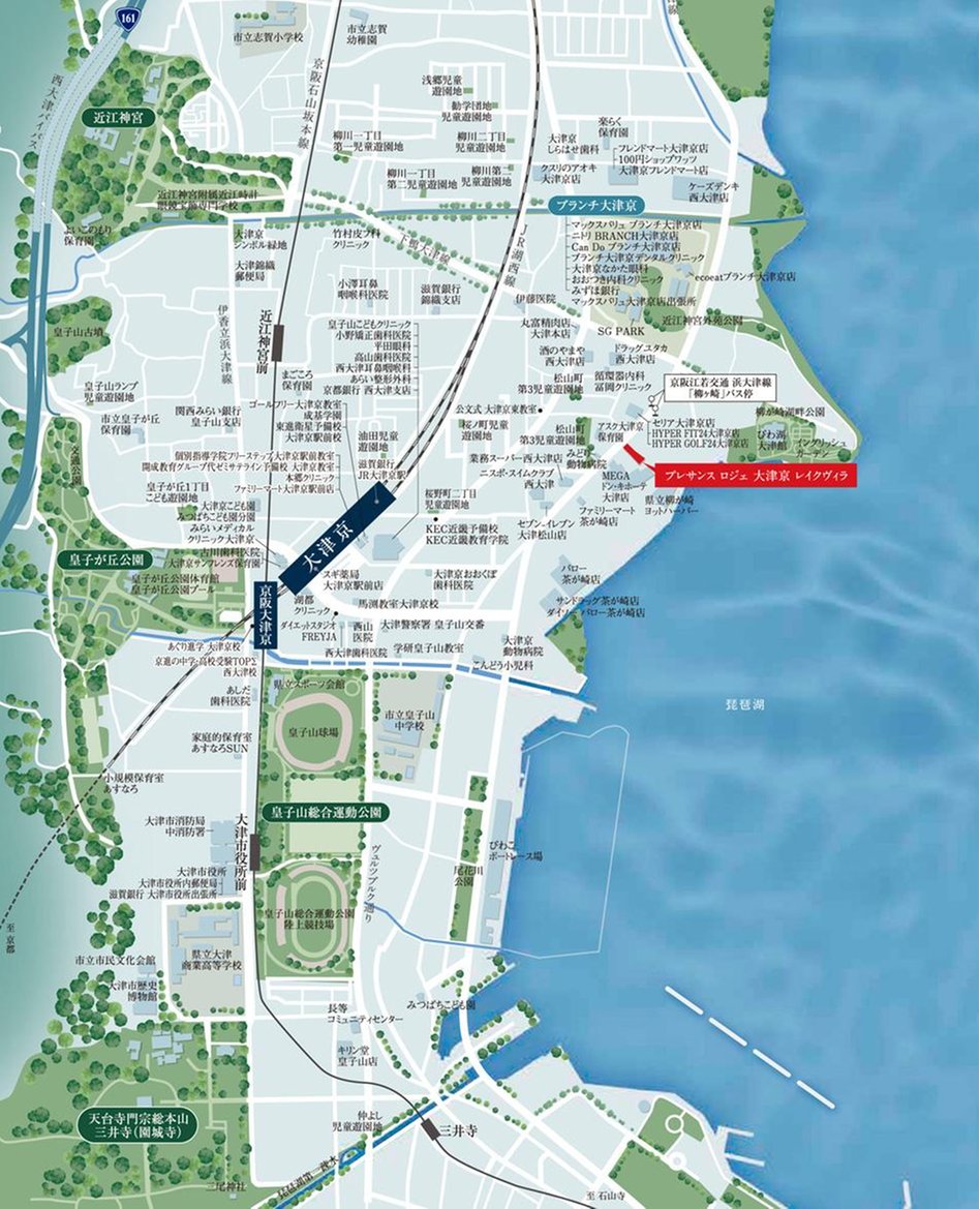 プレサンス ロジェ 大津京 レイクヴィラの現地案内図