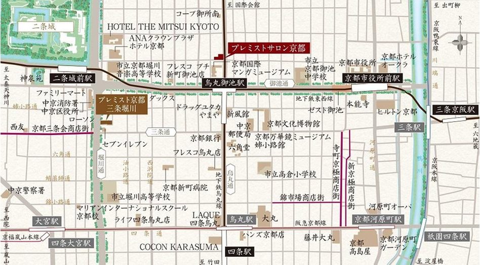 プレミスト京都 三条堀川の現地案内図