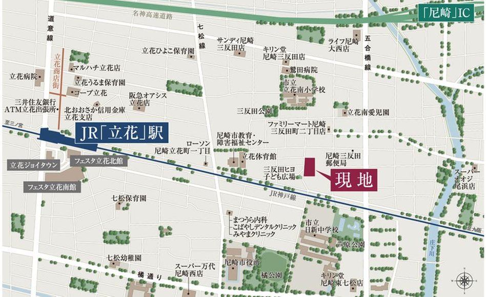 ブランニード立花グレイススクエアの現地案内図