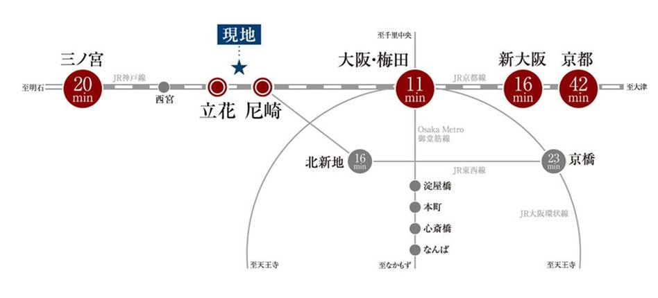 ブランニード立花グレイススクエアの交通アクセス図