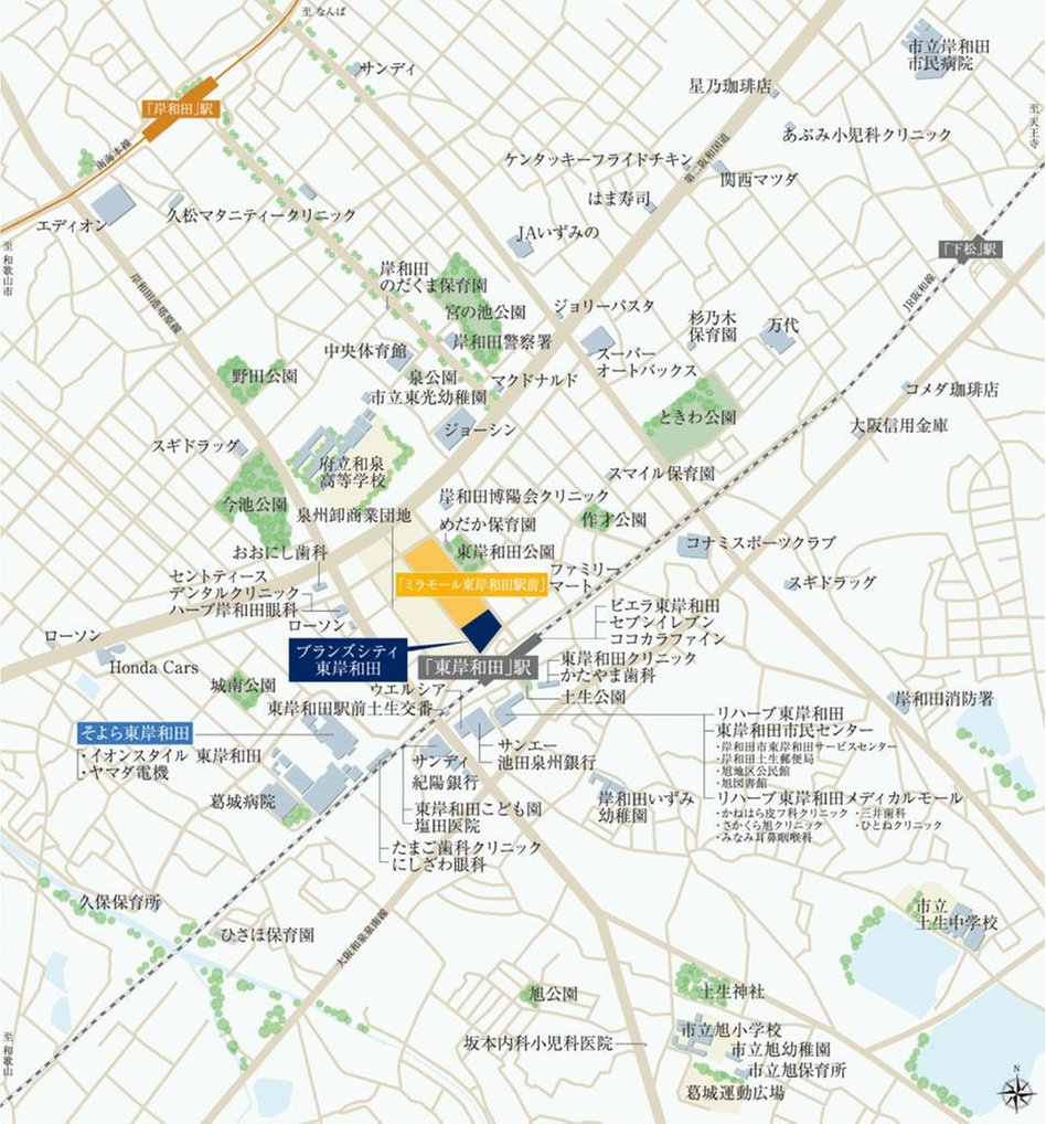 ブランズシティ東岸和田の現地案内図