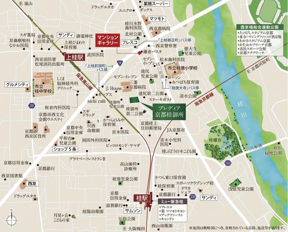 プレディア京都桂御所の現地案内図
