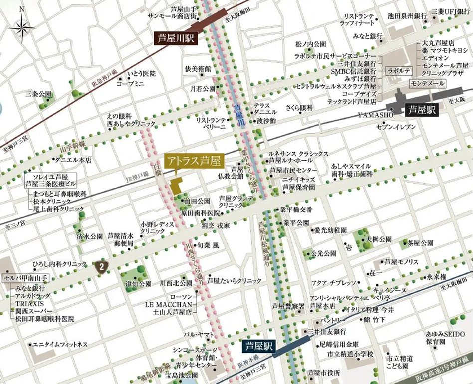 アトラス芦屋の現地案内図