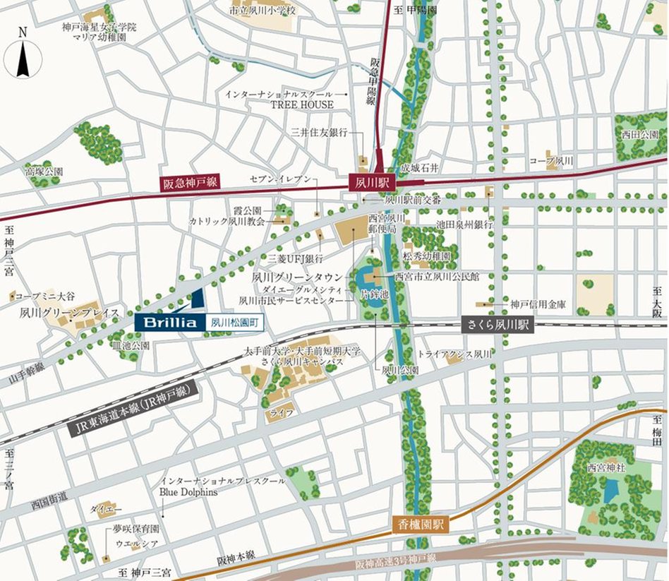 Brillia(ブリリア) 夙川松園町の現地案内図