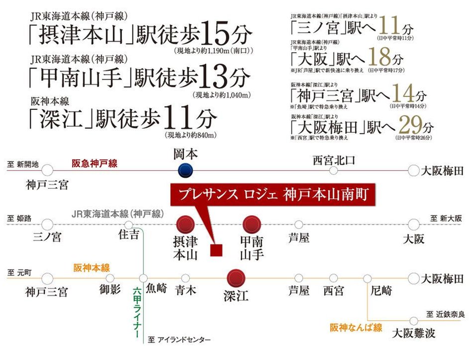 プレサンス ロジェ 神戸本山南町の立地・アクセス画像