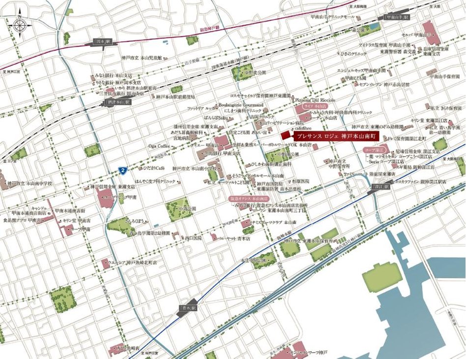 プレサンス ロジェ 神戸本山南町の現地案内図