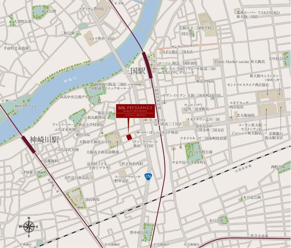 ソルプレサンス 三国レジデンスの現地案内図