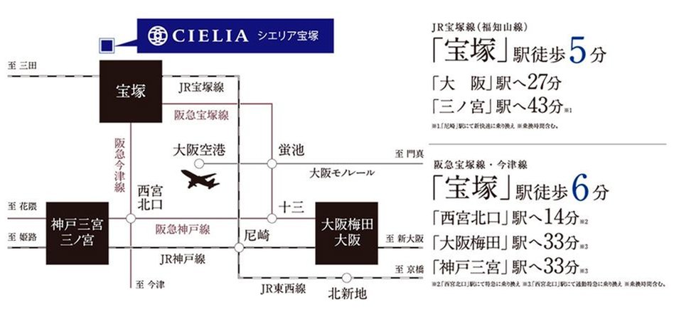 シエリア宝塚の交通アクセス図