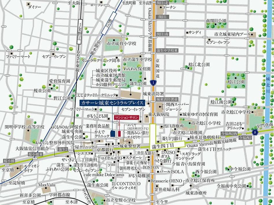 カサーレ城東セントラルプレイスの現地案内図