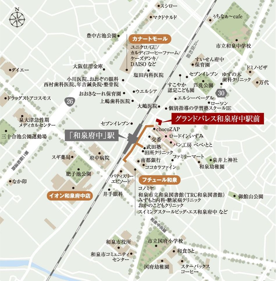 グランドパレス和泉府中駅前の現地案内図