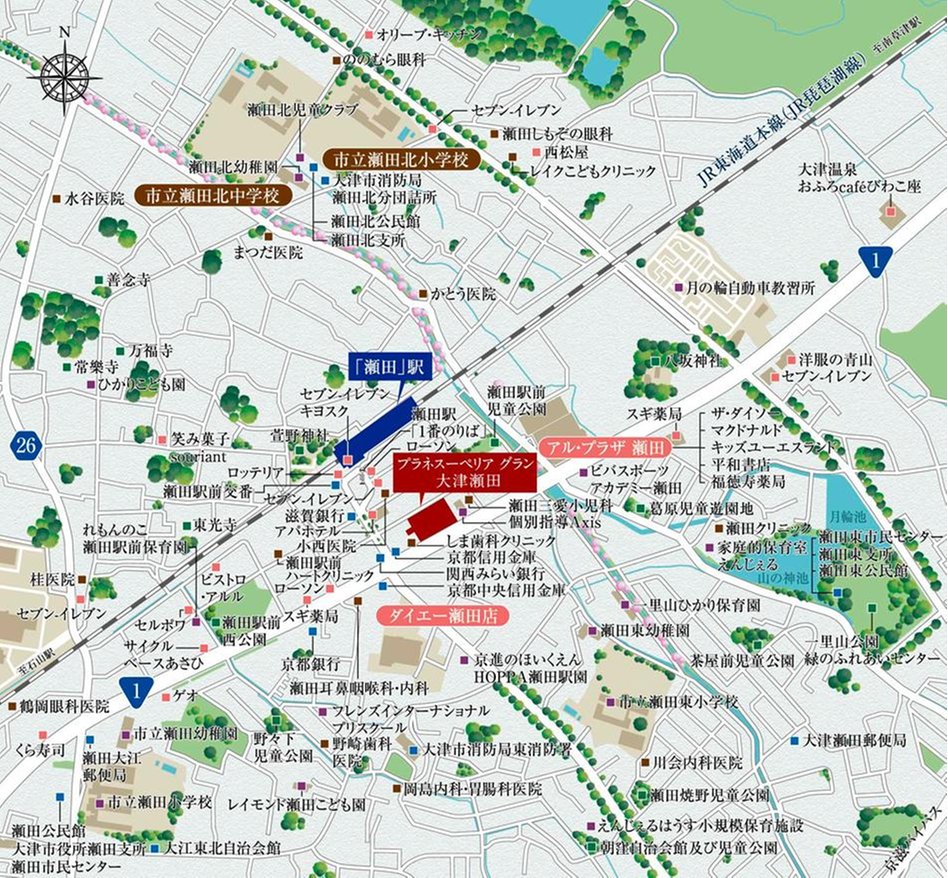 プラネスーペリア グラン大津瀬田の現地案内図