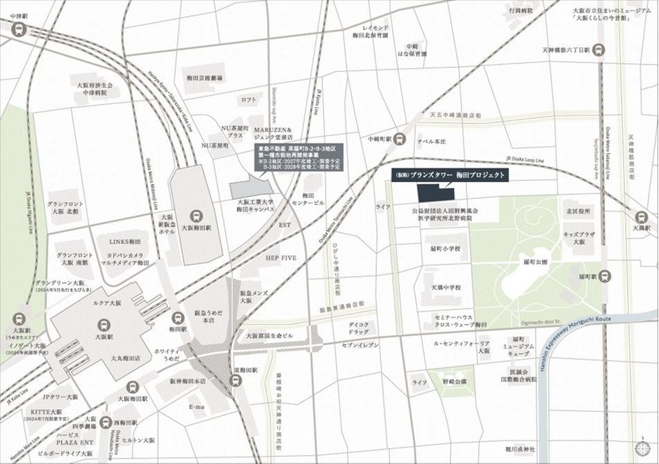 (仮称)ブランズタワー梅田プロジェクトの現地案内図