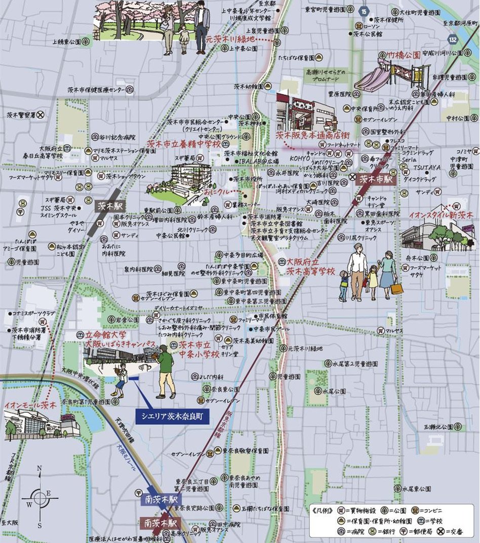 シエリア茨木奈良町の現地案内図
