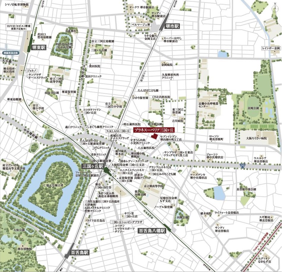プラネスーペリア三国ヶ丘の現地案内図