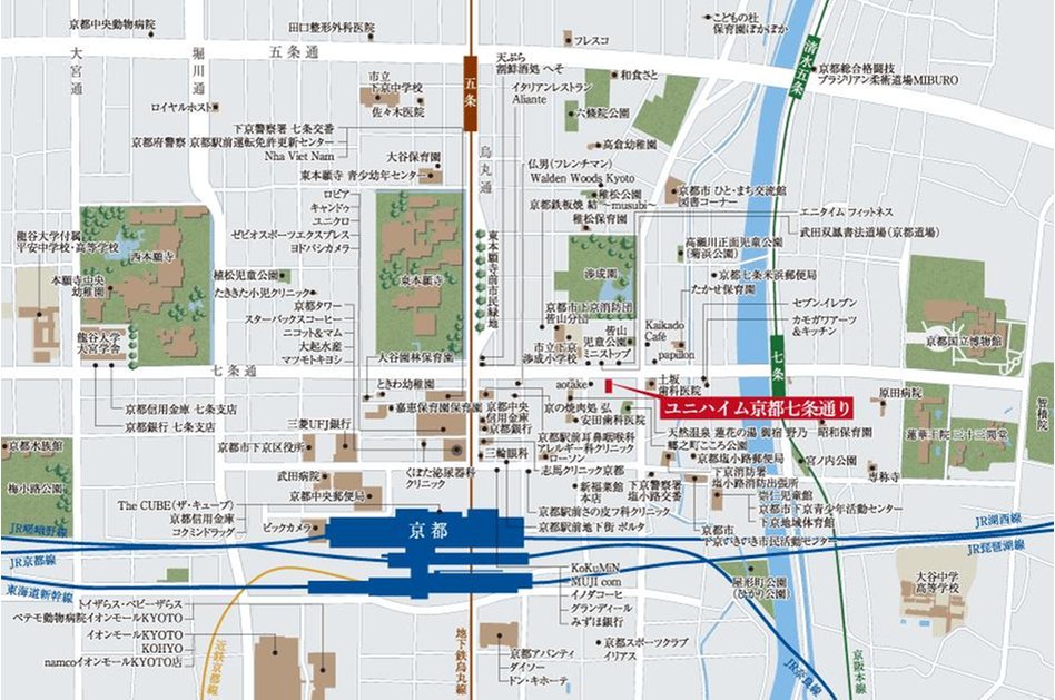 ユニハイム京都七条通りの現地案内図