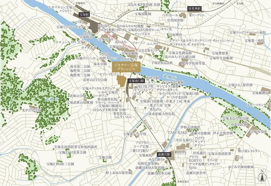 ジオタワー宝塚 グランレジスの現地案内図