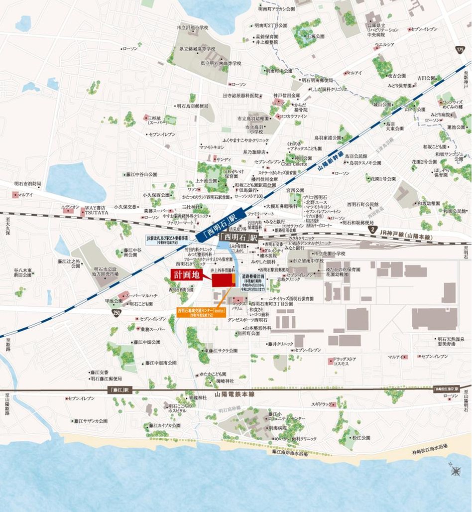ジェイグラン シティ 西明石 タワー ウエストの現地案内図