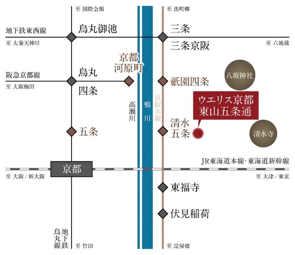 ウエリス京都 東山五条通の交通アクセス図