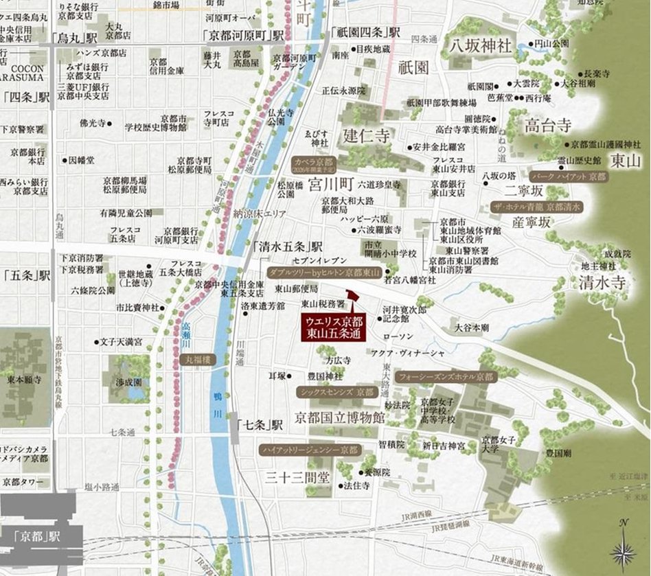 ウエリス京都 東山五条通の現地案内図