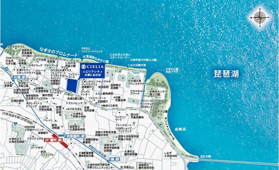 シエリアシティ大津におの浜の現地案内図