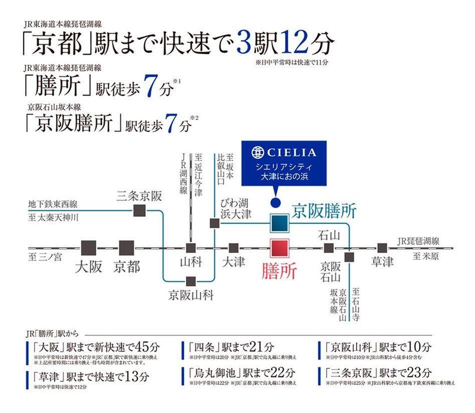 シエリアシティ大津におの浜の交通アクセス図