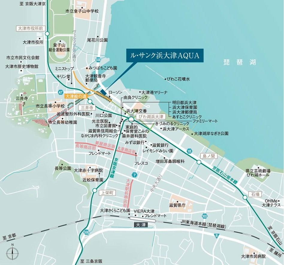 ル・サンク浜大津AQUAの現地案内図