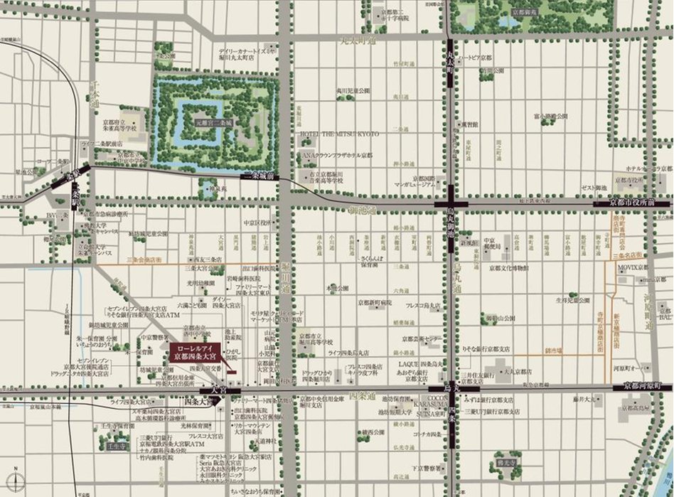 ローレルアイ京都四条大宮の現地案内図