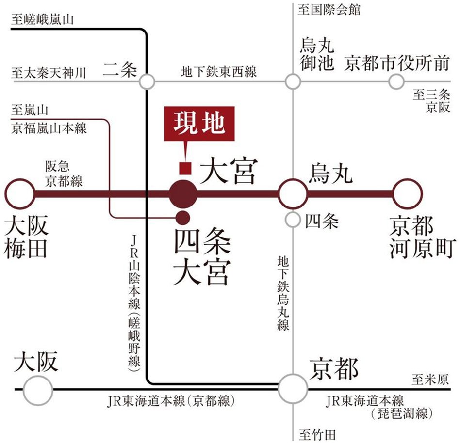 ローレルアイ京都四条大宮の交通アクセス図
