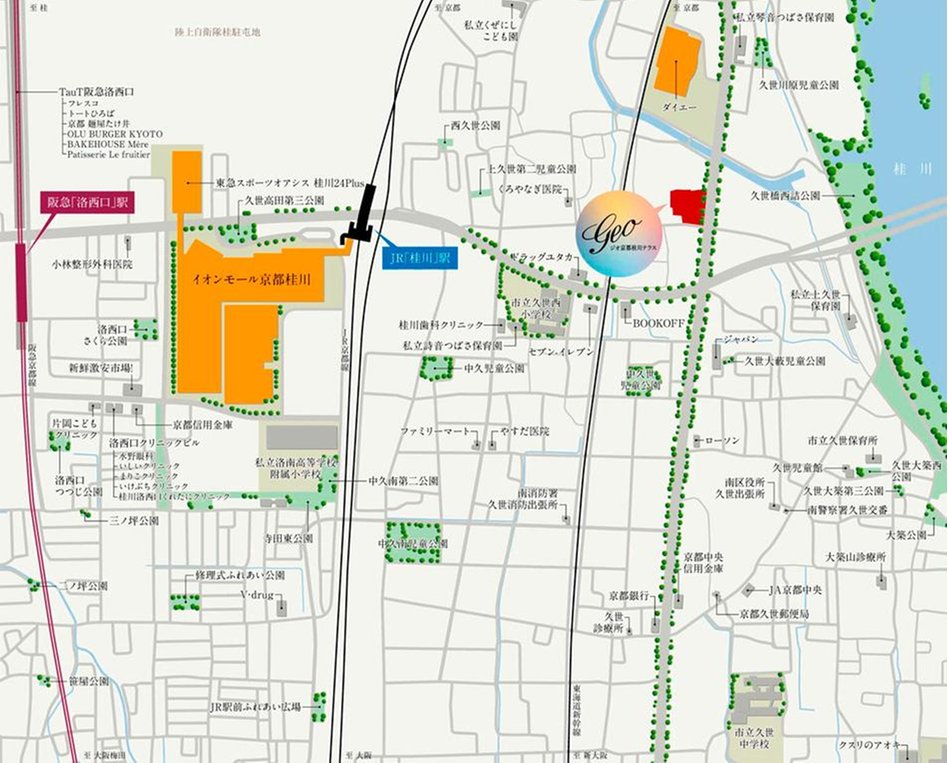 ジオ京都桂川テラスの現地案内図
