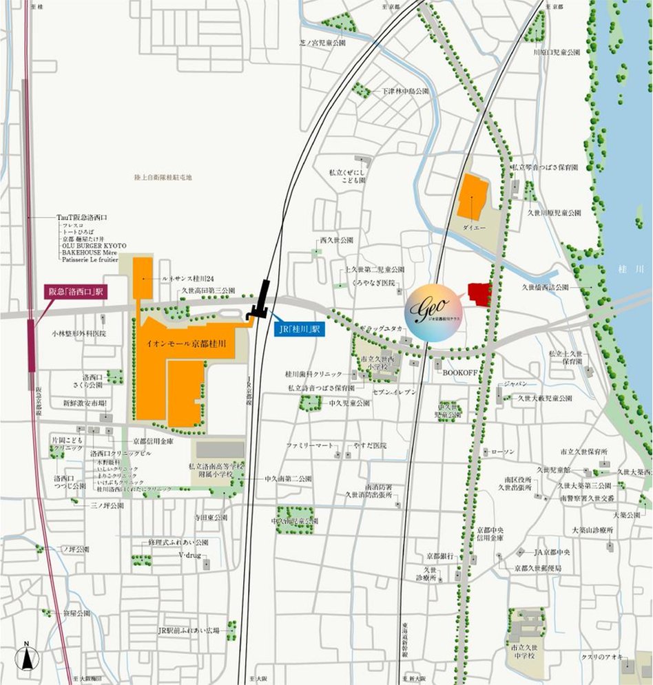 ジオ京都桂川テラスの現地案内図