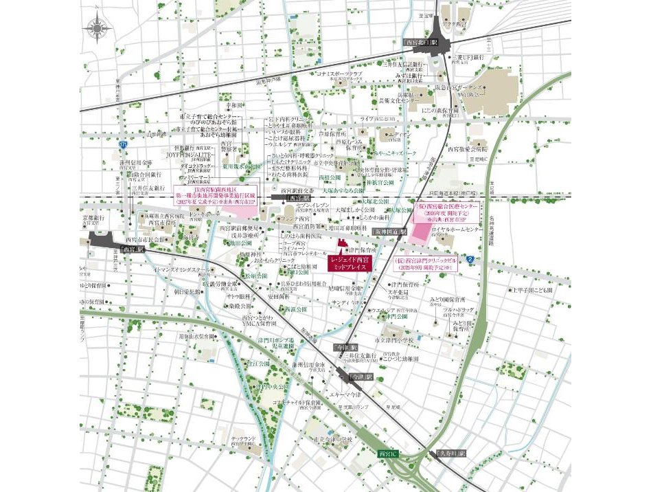 レ・ジェイド西宮ミッドプレイスの現地案内図