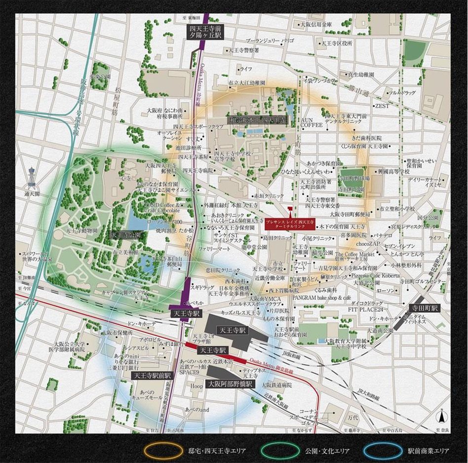 プレサンス レイズ 四天王寺 ターミナルリンクの現地案内図