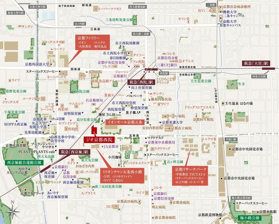 ジオ京都西院の現地案内図