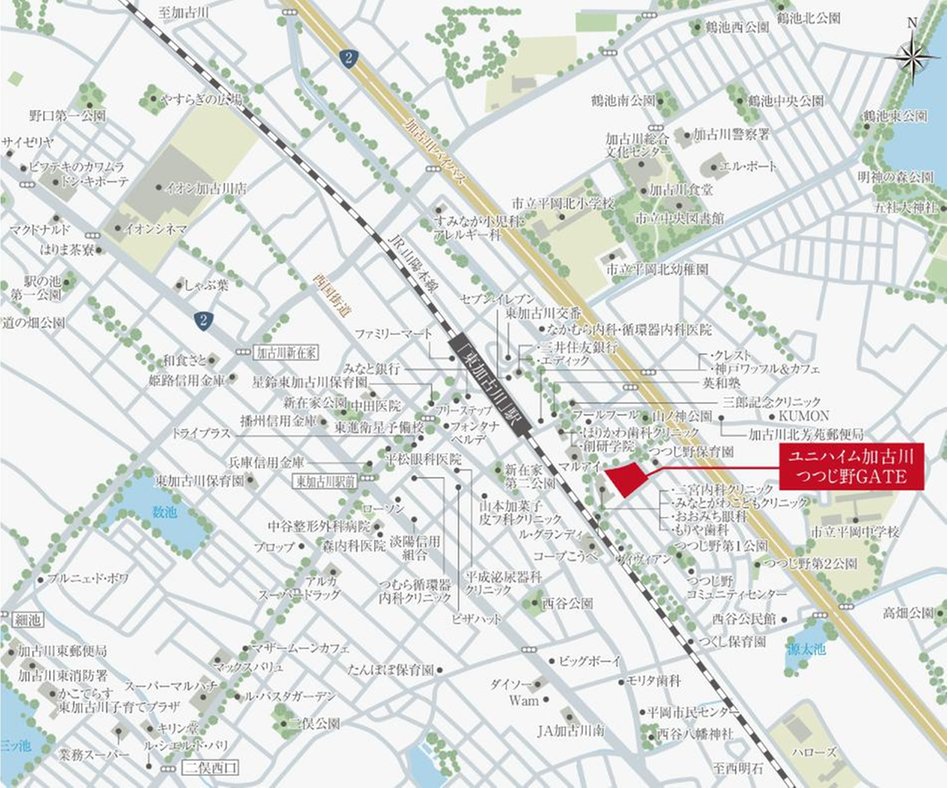 ユニハイム加古川つつじ野GATEの現地案内図