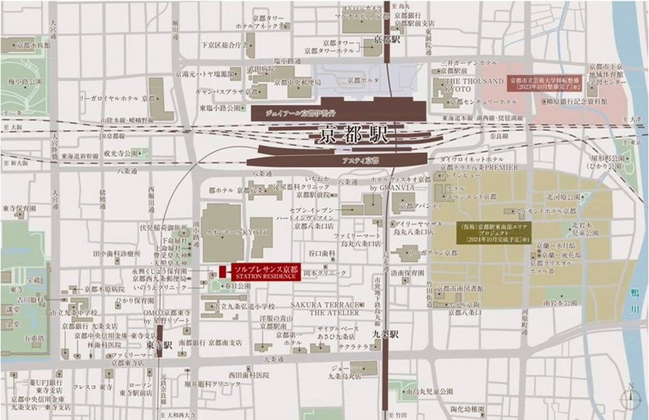 ソルプレサンス 京都STATION RESIDENCEの現地案内図