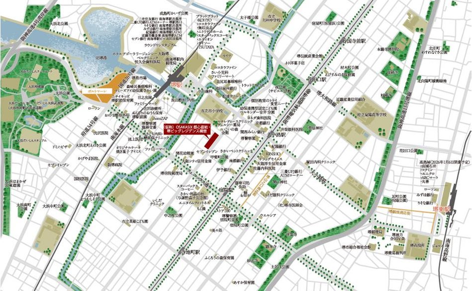 （仮称）OSAKA SIX 都心直結・堺ビッグレジデンス構想の現地案内図