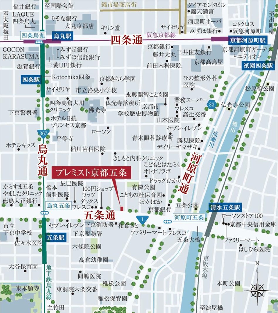 プレミスト京都五条の現地案内図
