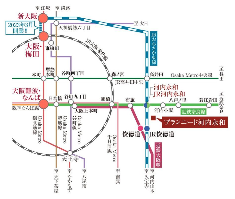 ブランニード河内永和の交通アクセス図