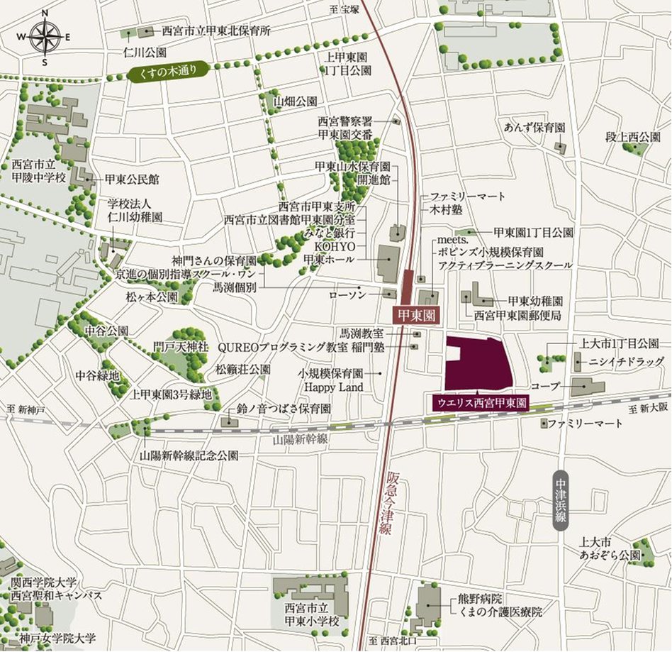 ウエリス西宮甲東園の現地案内図