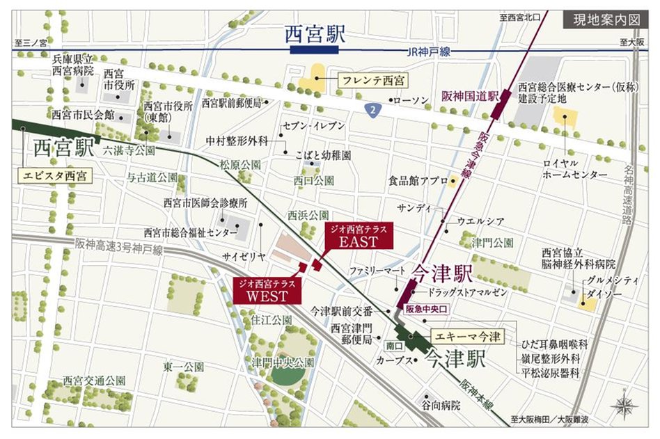 ジオ西宮テラスの現地案内図