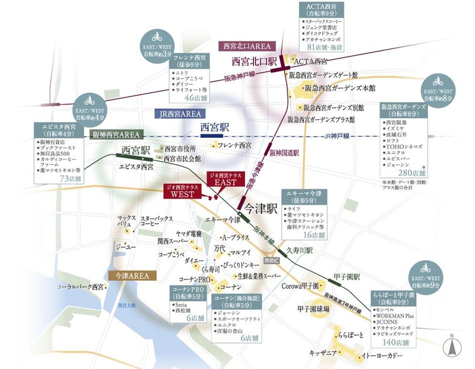 ジオ西宮テラスの周辺環境の特徴画像