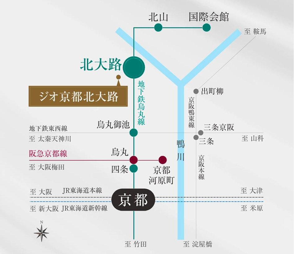 ジオ京都北大路の交通アクセス図